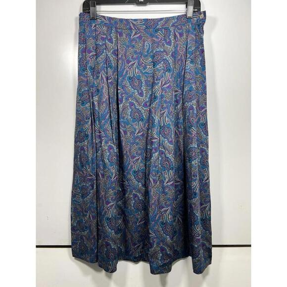 Pendleton Dresses & Skirts - Vtg Pendleton Country Sophisticates Blue Purple Paisley  Rayon Skirt Size 14